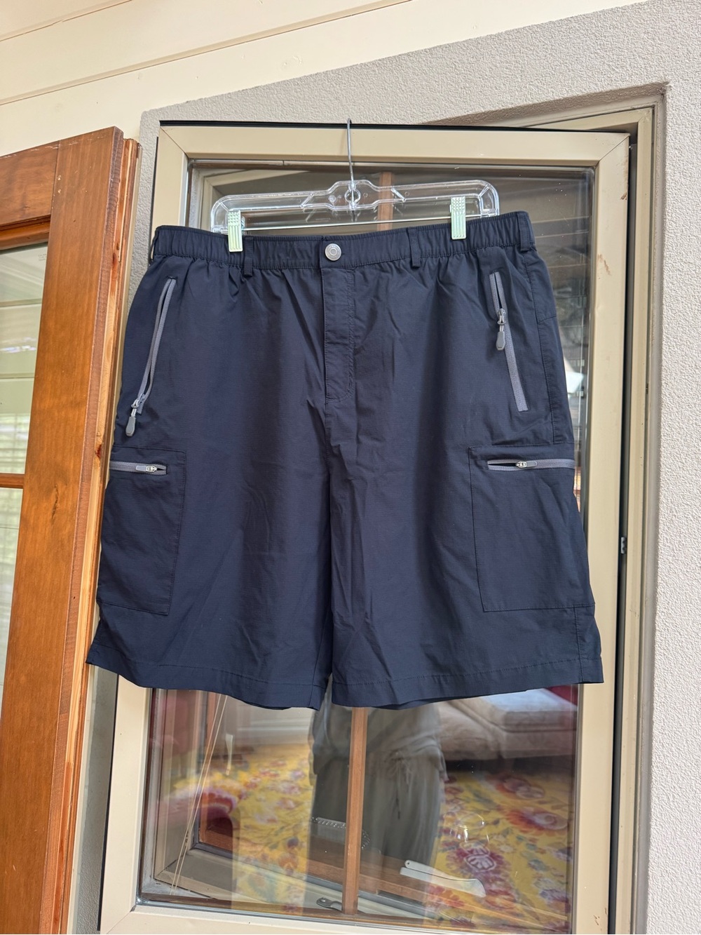 Libian Navy Hybrid Cargo Shorts with Gray Zippers